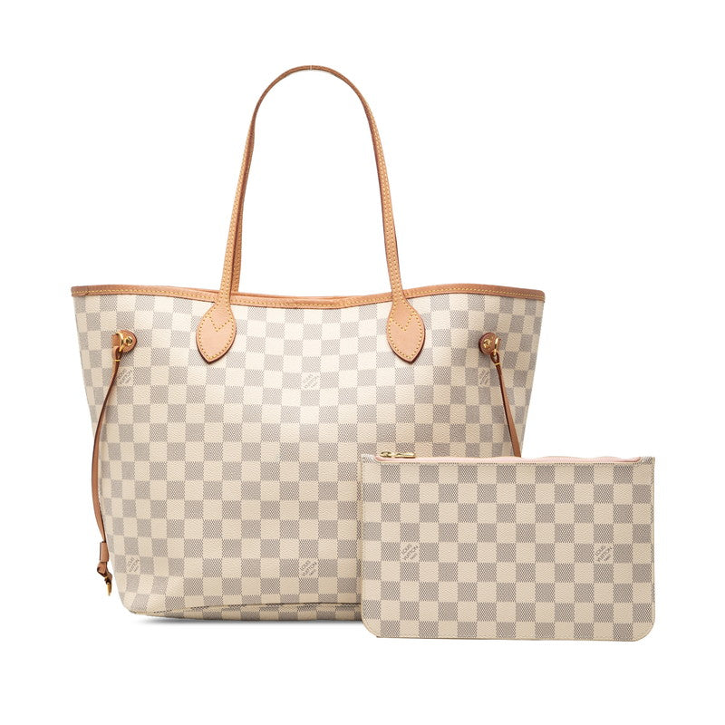 ルイ ヴィトン ダミエアズール ネヴァーフルMM トートバッグ N41605 アズール ホワイト PVC レザー レディース LOUIS VUITTON 【中古】