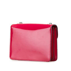 グッチ インターロッキングG チェーン ショルダーバッグ ハンドバッグ 387609 ピンク シルバー レザー レディース GUCCI 【中古】