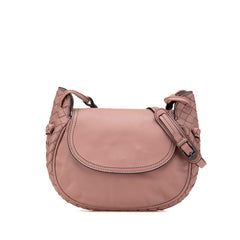 ボッテガヴェネタ イントレチャート 斜め掛け ショルダーバッグ ベージュ ピンク レザー レディース BOTTEGAVENETA 【中古】