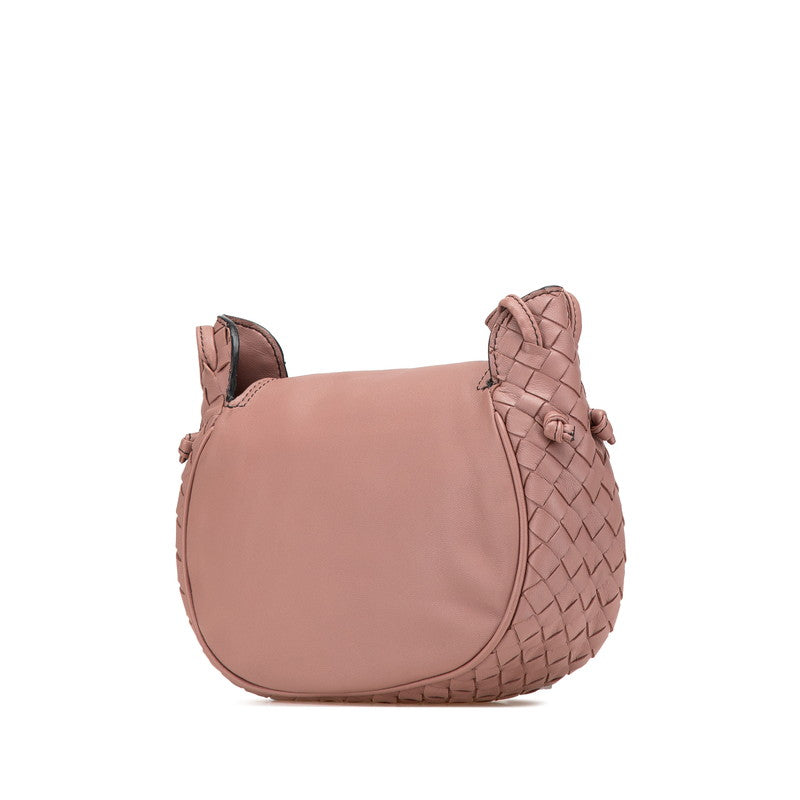 ボッテガヴェネタ イントレチャート 斜め掛け ショルダーバッグ ベージュ ピンク レザー レディース BOTTEGAVENETA 【中古】
