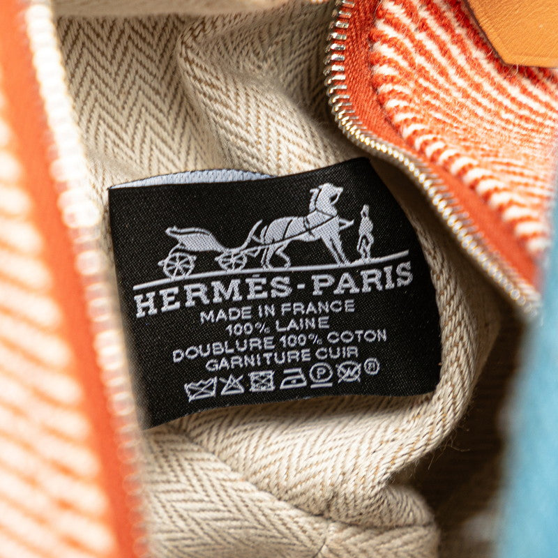 エルメス ブリッド ア ブラックPM ハンドバッグ ポーチ レッド ブルー トワルアッシュ レディース HERMES 【中古】