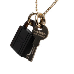 エルメス アミュレットパドロックPM ペンダントネックレス ゴールド ブラウン メッキ バッファローホーン レディース HERMES 【中古】