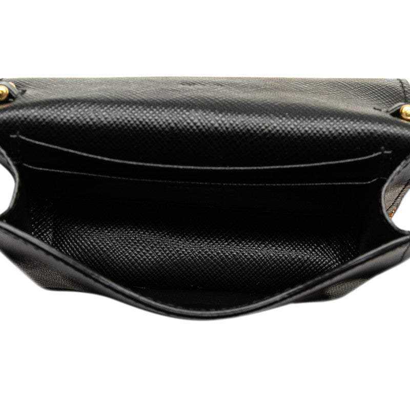 プラダ 三角ロゴプレート チェーン ショルダーバッグ ブラック サフィアーノレザー レディース PRADA 【中古】