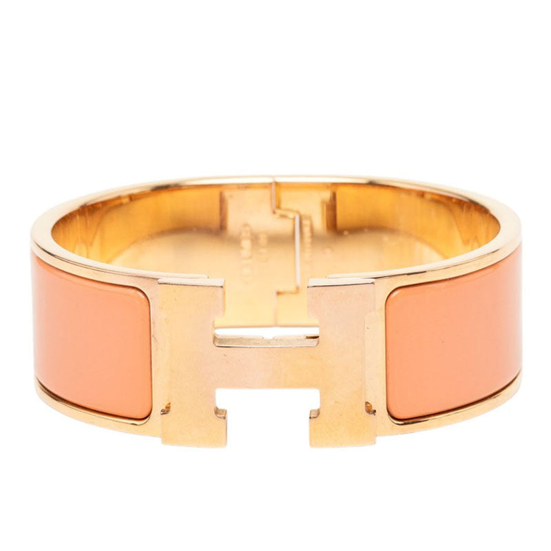エルメス クリッククラックPM エナメルブレスレット バングル ゴールド ピンク メッキ レディース HERMES 中古