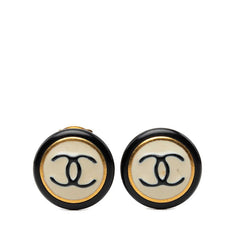 シャネル ヴィンテージ ココマーク イヤリング 97P ブラック ゴールド アイボリー メッキ レディース CHANEL 中古