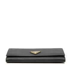 プラダ 三角ロゴプレート 二つ折り 長財布 1MH132 ブラック サフィアーノレザー レディース PRADA 中古