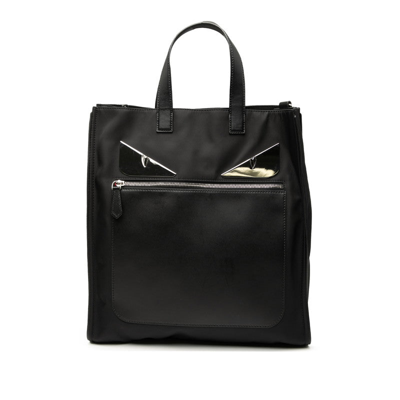 フェンディ バッグバグズ モンスター トートバッグ 7VA367 ブラック ナイロン レザー レディース FENDI 【中古】