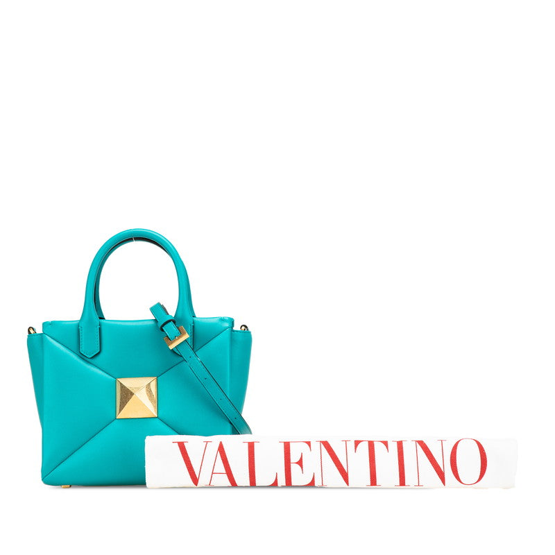 ヴァレンティノ ワンスタッズ トートバッグ ショルダーバッグ 2WAY グリーン レザー レディース VALENTINO 【中古】