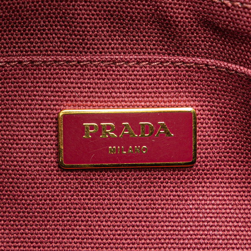 プラダ カナパL トートバッグ ハンドバッグ ボルドー ワインレッド キャンバス レディース PRADA 【中古】