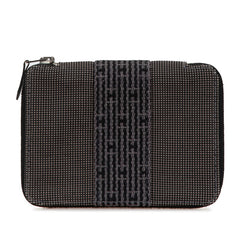 エルメス エールライン パースPM ラウンドファスナー 二つ折り財布 グレー キャンバス メンズ HERMES 【中古】