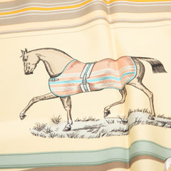 エルメス カレ90 Couvertures et tenues de Jour 馬着 スカーフ イエロー系 シルク レディース HERMES 中古