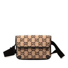 グッチ GGウール ボディバッグ ウエストバッグ 598181 ベージュ ブラック ウール レザー レディース GUCCI 【中古】