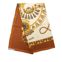 エルメス カレ90 PARURES DES SABLES 砂漠のアクセサリー スカーフ 大判 マルチカラー シルク レディース HERMES 中古