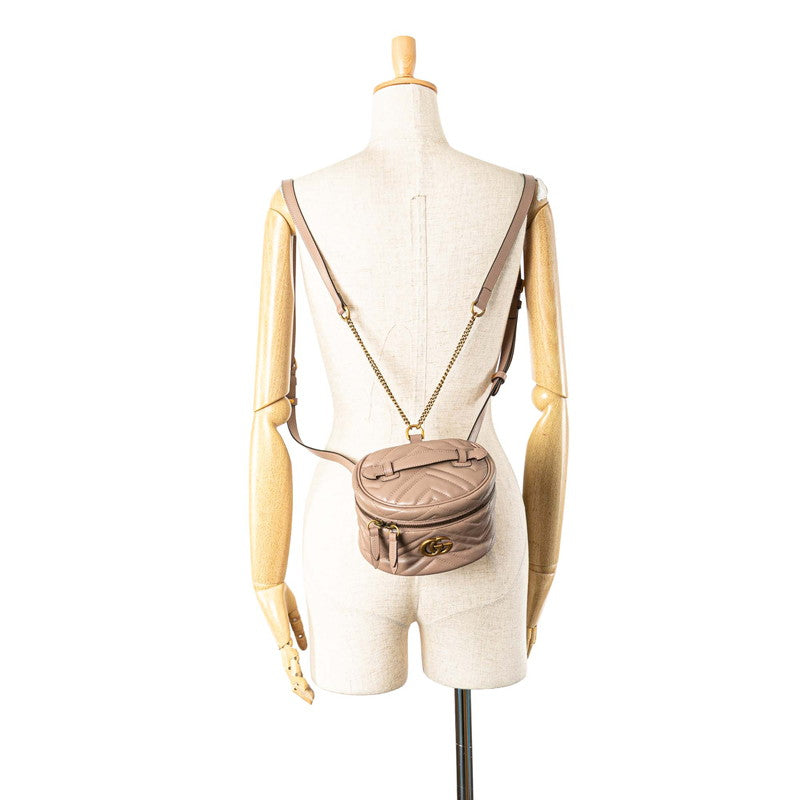 グッチ GGマーモント キルティング リュック バックパック 598594 ベージュ レザー レディース GUCCI 【中古】