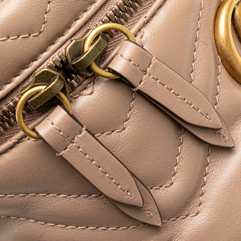 グッチ GGマーモント キルティング リュック バックパック 598594 ベージュ レザー レディース GUCCI 【中古】