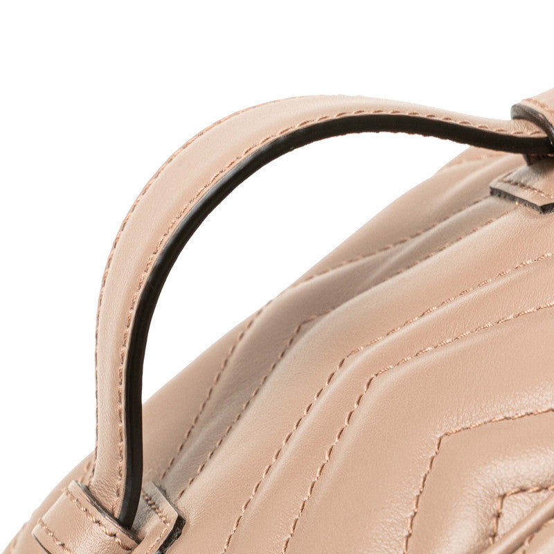 グッチ GGマーモント キルティング リュック バックパック 598594 ベージュ レザー レディース GUCCI 【中古】
