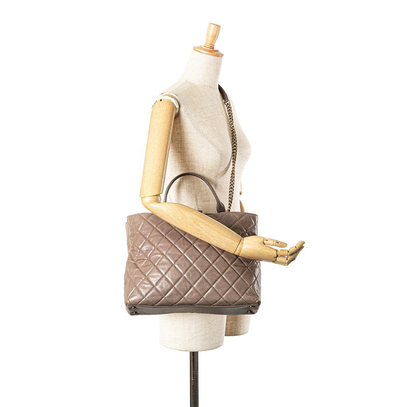 シャネル マトラッセ ココマーク ハンドバッグ ショルダーバッグ グレージュ レザー レディース CHANEL 【中古】