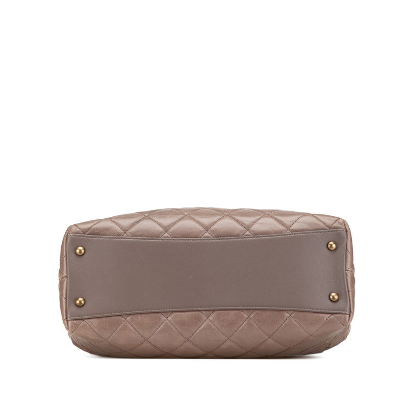 シャネル マトラッセ ココマーク ハンドバッグ ショルダーバッグ グレージュ レザー レディース CHANEL 【中古】