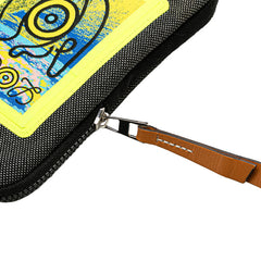 ロエベ EYE NATURE CASE アイ ネイチャー ケース ポーチ ネックポーチ グレー イエロー マルチカラー キャンバス レザー レディース LOEWE 【中古】