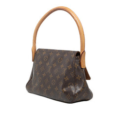 ルイ ヴィトン モノグラム ミニルーピング ショルダーバッグ ハンドバッグ M51147 ブラウン PVC レザー レディース LOUIS VUITTON 【中古】