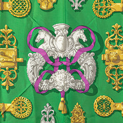 エルメス カレ90 FERRONNERIE 鉄細工 スカーフ グリーン マルチカラー シルク レディース HERMES 【中古】