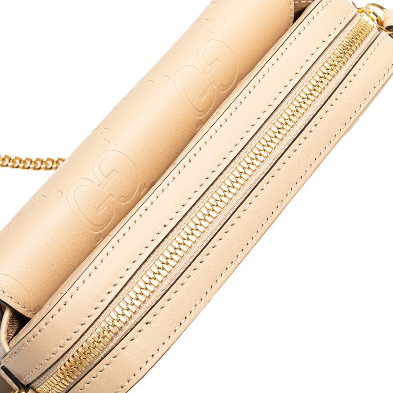 グッチ GGスーパーミニ ショルダーバッグ 781554 ベージュ レザー レディース GUCCI 【中古】