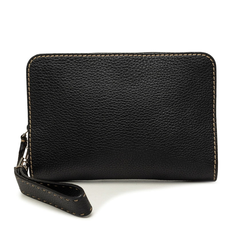 フェンディ セレリア クラッチバッグ セカンドバッグ ブラック レザー レディース FENDI 中古