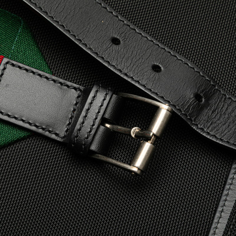 グッチ シェリーライン リュック バックパック 619749 ブラック ナイロン レザー メンズ GUCCI 【中古】