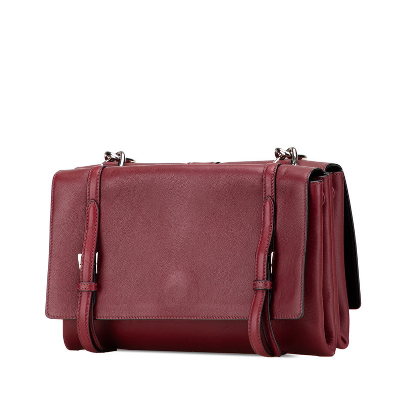 プラダ チェーン ショルダーバッグ B5105C レッド レザー レディース PRADA 【中古】