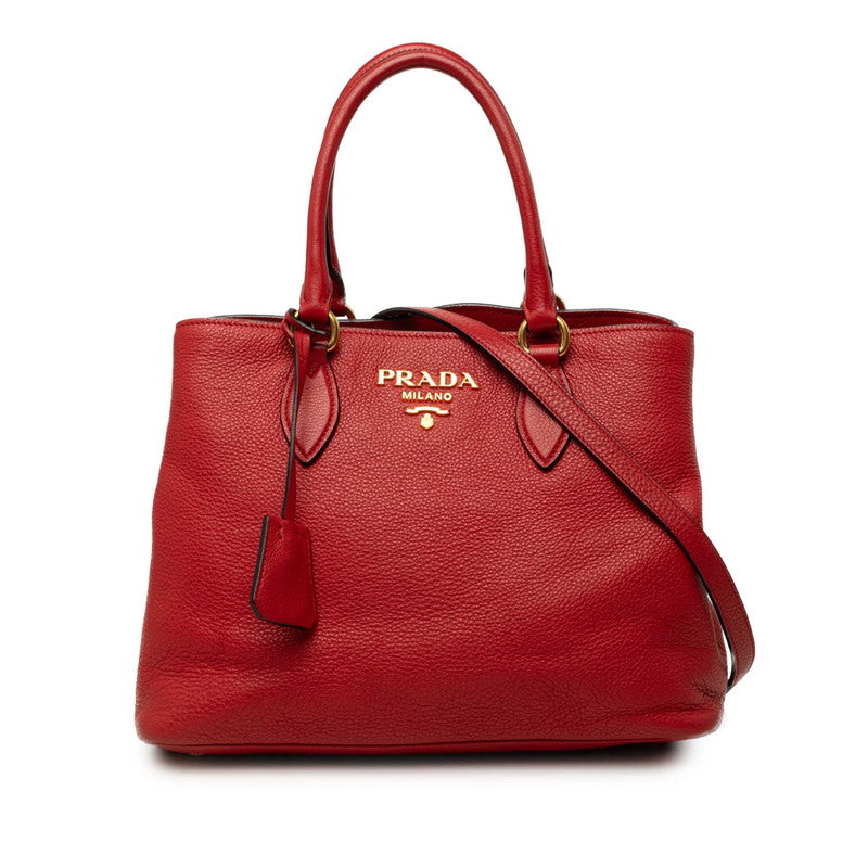 プラダ ハンドバッグ 2WAY ショルダーバッグ レッド レザー レディース PRADA 中古