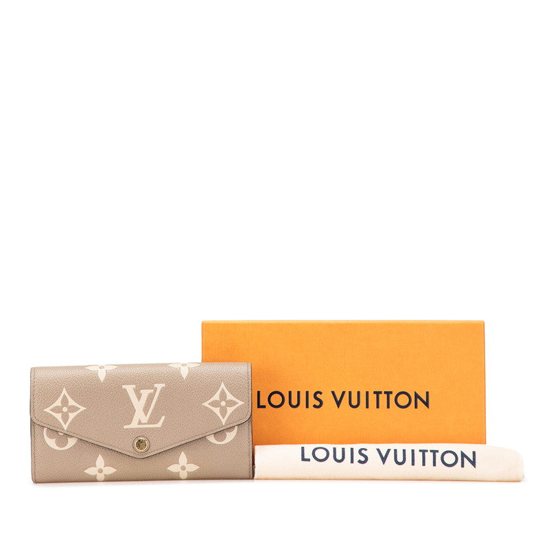 ルイ ヴィトン モノグラム アンプラント ポルト フォイユ サラNM 長財布 M81049 グレージュ レザー レディース LOUIS VUITTON 【中古】
