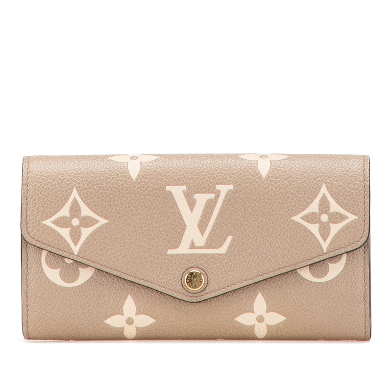 ルイ ヴィトン モノグラム アンプラント ポルト フォイユ サラNM 長財布 M81049 グレージュ レザー レディース LOUIS VUITTON 【中古】