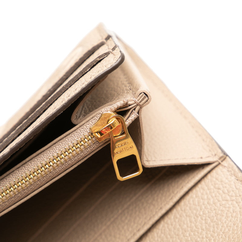 ルイ ヴィトン モノグラム アンプラント ポルト フォイユ サラNM 長財布 M81049 グレージュ レザー レディース LOUIS VUITTON 【中古】