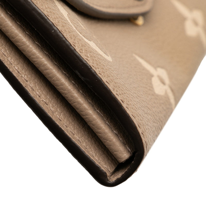 ルイ ヴィトン モノグラム アンプラント ポルト フォイユ サラNM 長財布 M81049 グレージュ レザー レディース LOUIS VUITTON 【中古】