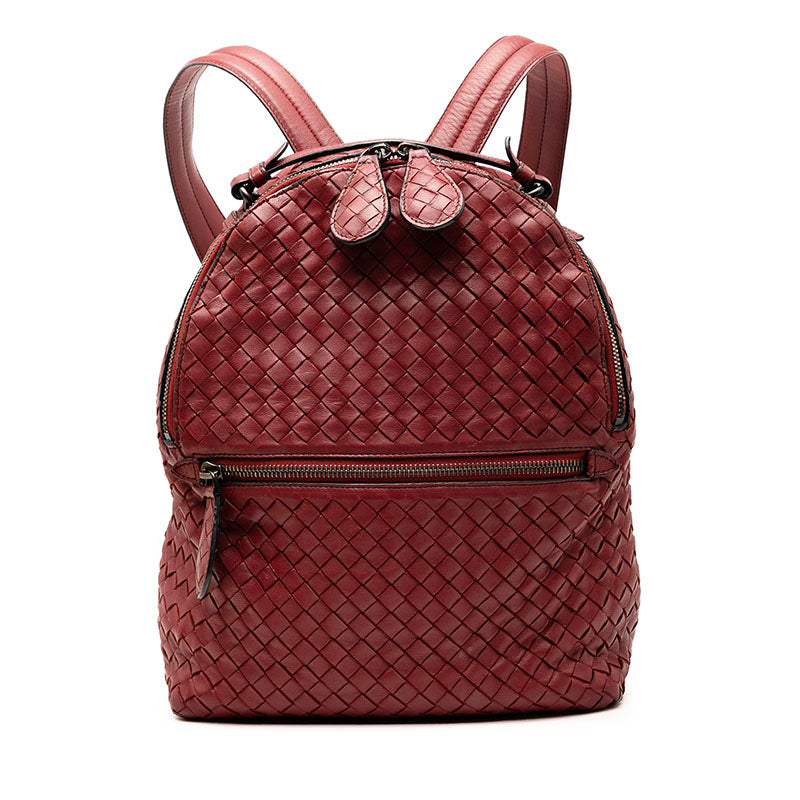 ボッテガヴェネタ イントレチャート リュック バックパック ワインレッド レザー レディース BOTTEGAVENETA 【中古】