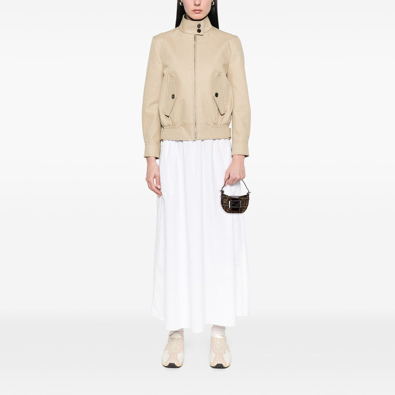 フェンディ ズッカ ミニ クロワッサン ハンドバッグ ポーチ 25673 ブラウン キャンバス レザー レディース FENDI 【中古】