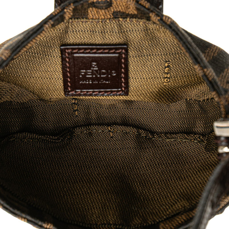 フェンディ ズッカ ミニ クロワッサン ハンドバッグ ポーチ 25673 ブラウン キャンバス レザー レディース FENDI 【中古】