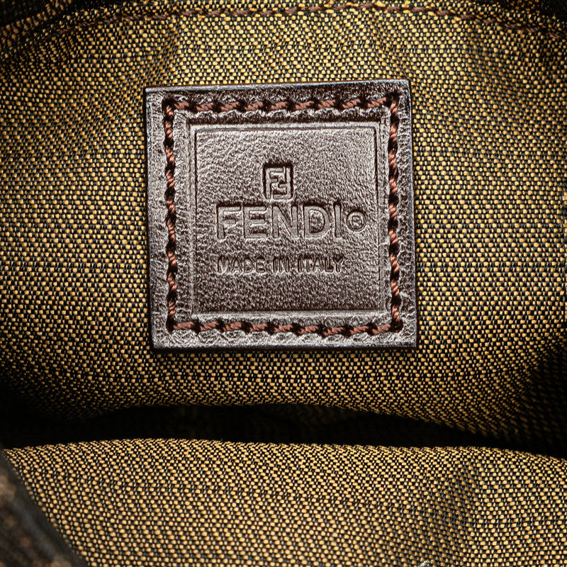 フェンディ ズッカ ミニ クロワッサン ハンドバッグ ポーチ 25673 ブラウン キャンバス レザー レディース FENDI 【中古】
