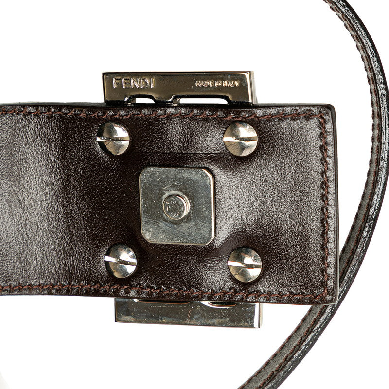 フェンディ ズッカ ミニ クロワッサン ハンドバッグ ポーチ 25673 ブラウン キャンバス レザー レディース FENDI 【中古】