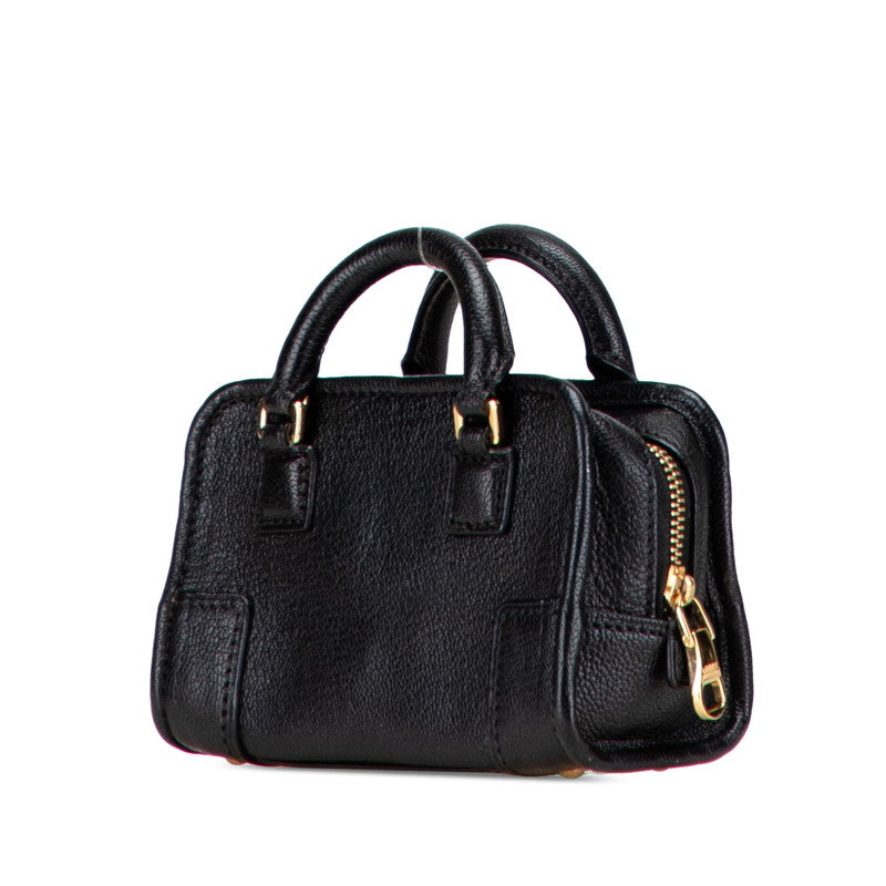 ロエベ アナグラム アマソナ マイクロミニ ハンドバッグ ショルダーバッグ 2WAY ブラック レザー レディース LOEWE 【中古】