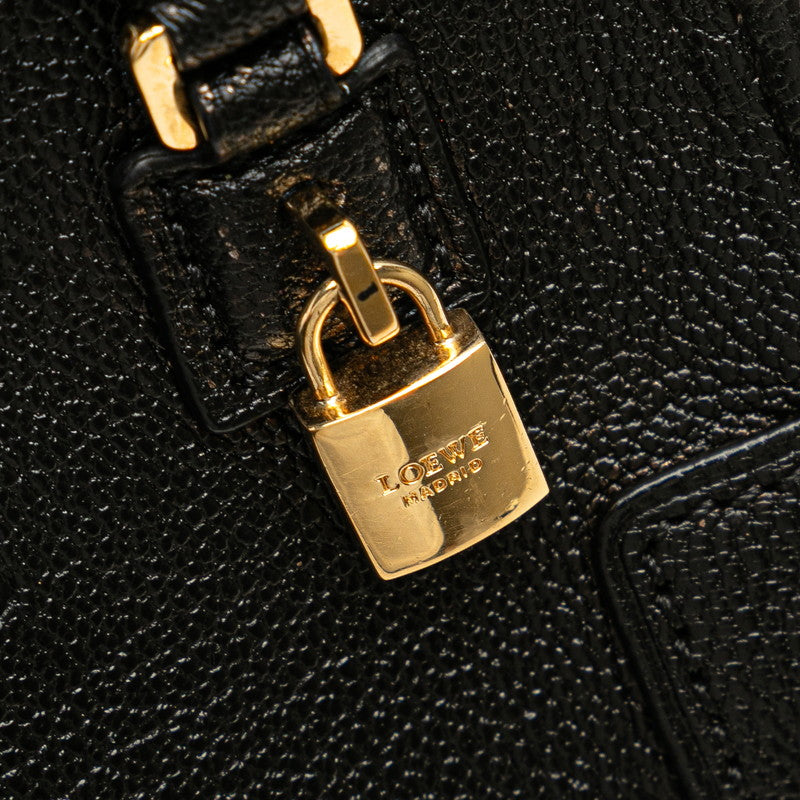 ロエベ アナグラム アマソナ マイクロミニ ハンドバッグ ショルダーバッグ 2WAY ブラック レザー レディース LOEWE 【中古】