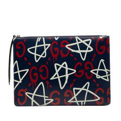 グッチ GGゴースト クラッチバッグ セカンドバッグ 433665 ネイビー マルチカラー レザー レディース GUCCI 【中古】