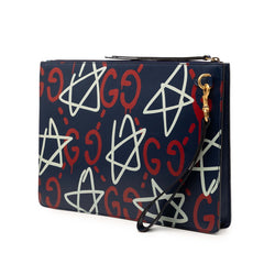 グッチ GGゴースト クラッチバッグ セカンドバッグ 433665 ネイビー マルチカラー レザー レディース GUCCI 【中古】
