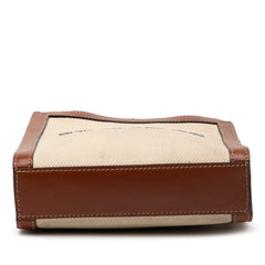 セリーヌ サントロペ ミニバーティカル ハンドバッグ ショルダーバッグ 2WAY アイボリー ブラウン キャンバス レザー レディース CELINE 【中古】