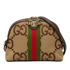 グッチ オフィディア ジャンボGG 斜め掛けショルダーバッグ 499621 ブラウン キャンバス レザー レディース GUCCI 中古