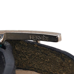 エルメス アピ3 ロング ブレスレット チョーカー ブラック シルバー レザー メタル メンズ HERMES 【中古】