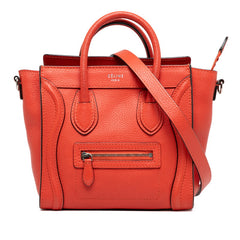 セリーヌ ラゲージ ナノショッパー ハンドバッグ ショルダーバッグ 2WAY レッド レザー レディース CELINE 【中古】