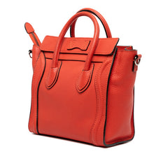 セリーヌ ラゲージ ナノショッパー ハンドバッグ ショルダーバッグ 2WAY レッド レザー レディース CELINE 【中古】
