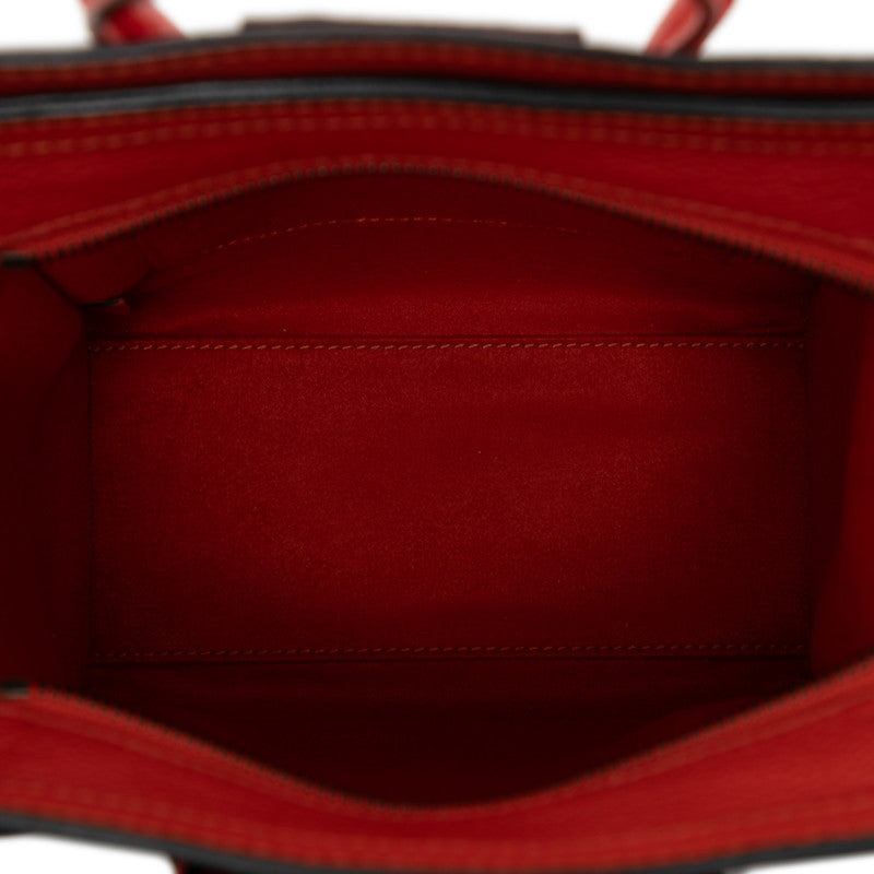 セリーヌ ラゲージ ナノショッパー ハンドバッグ ショルダーバッグ 2WAY レッド レザー レディース CELINE 【中古】