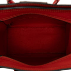 セリーヌ ラゲージ ナノショッパー ハンドバッグ ショルダーバッグ 2WAY レッド レザー レディース CELINE 【中古】